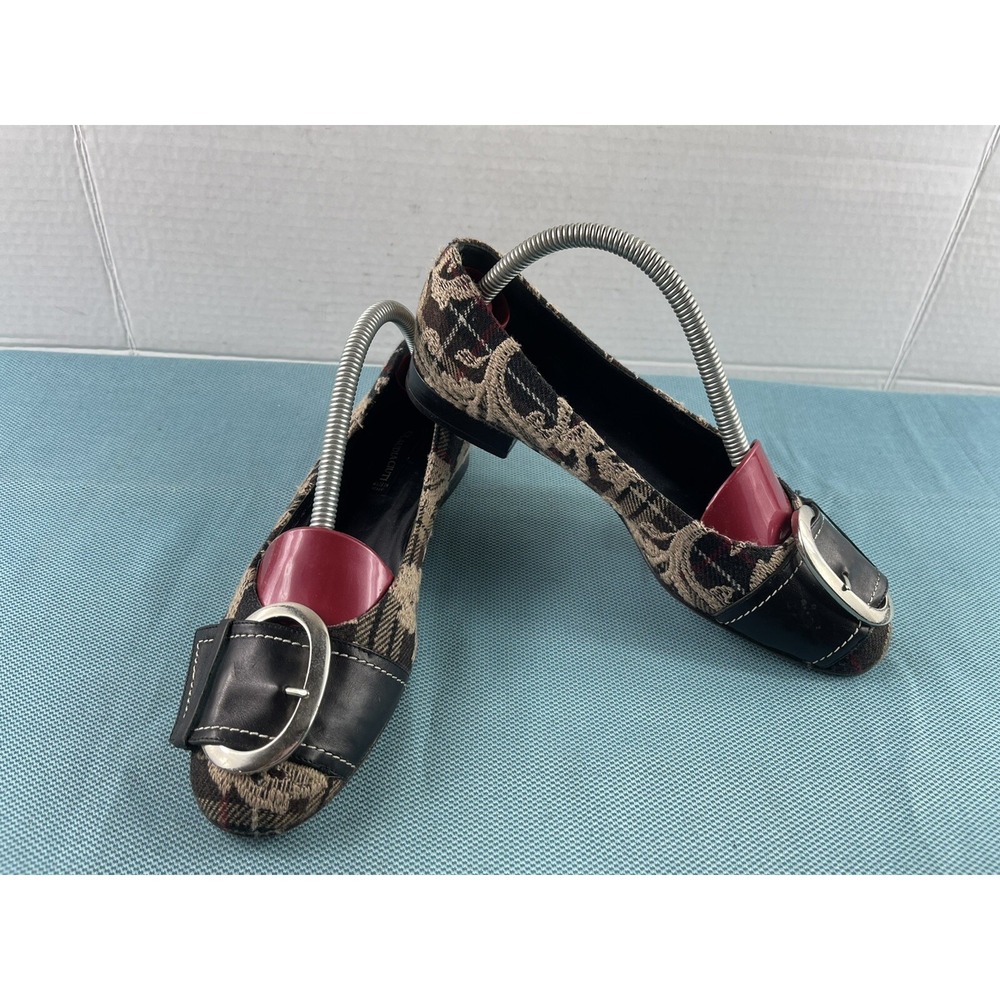 Claudia Ciuti Tweed Ballet Flats Womens 6.5 M Beige Red Slip On Two Tone Italy